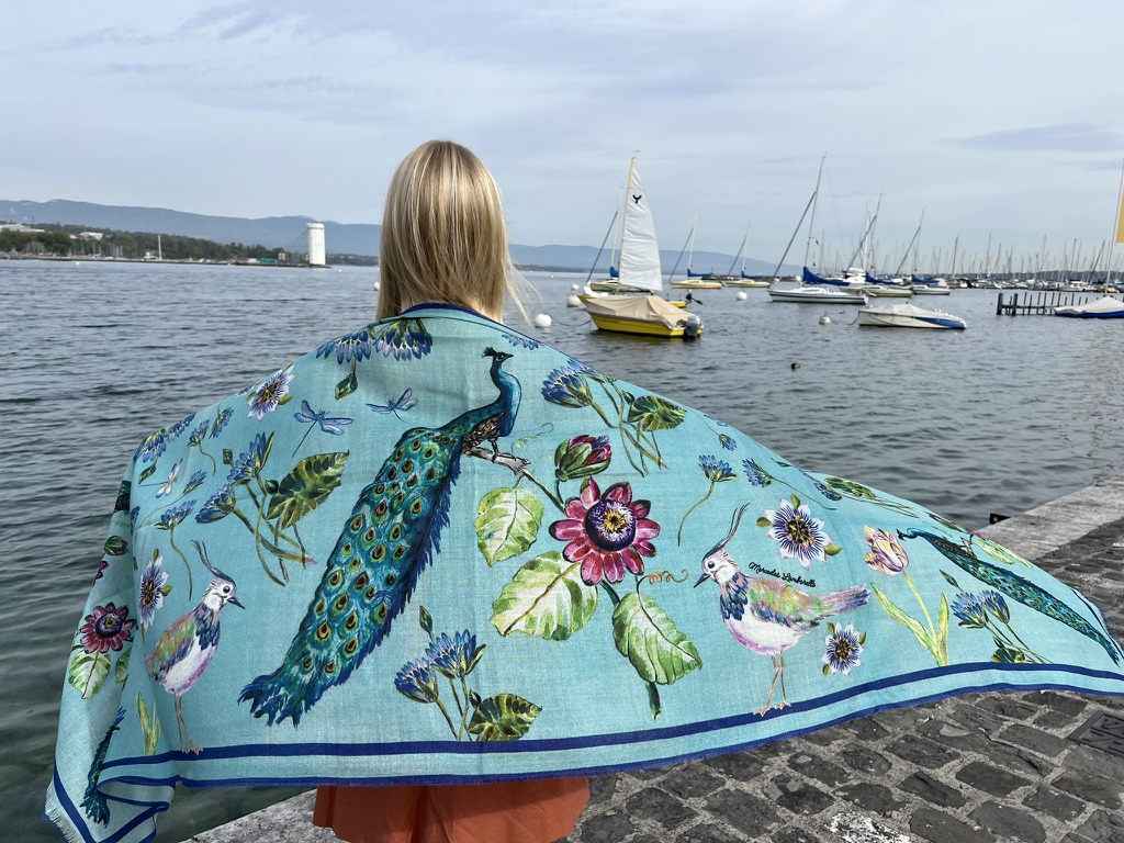 Alpaca & Silk Art Shawl - The Peacock - Image 2