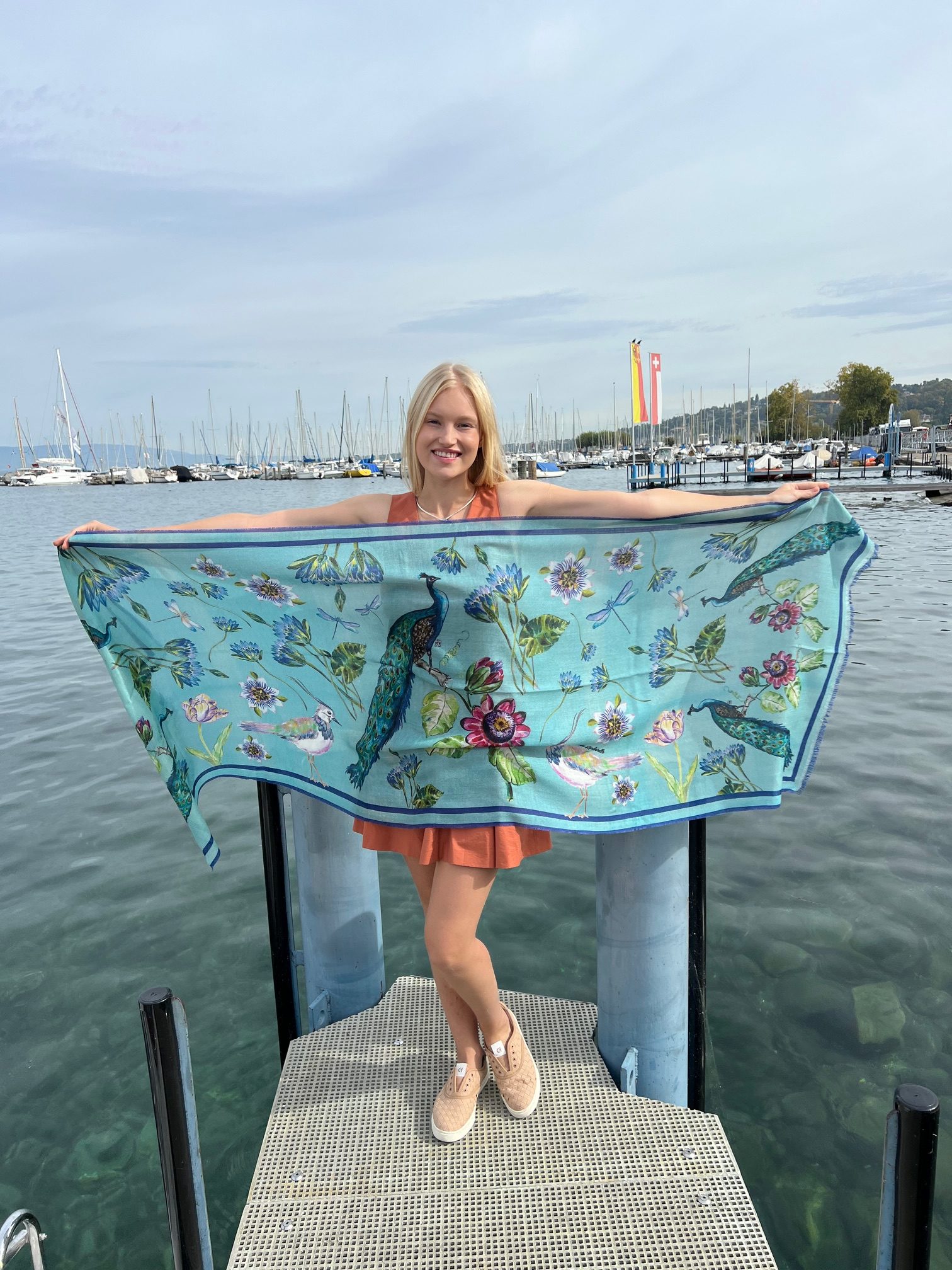 Alpaca & Silk Art Shawl - The Peacock
